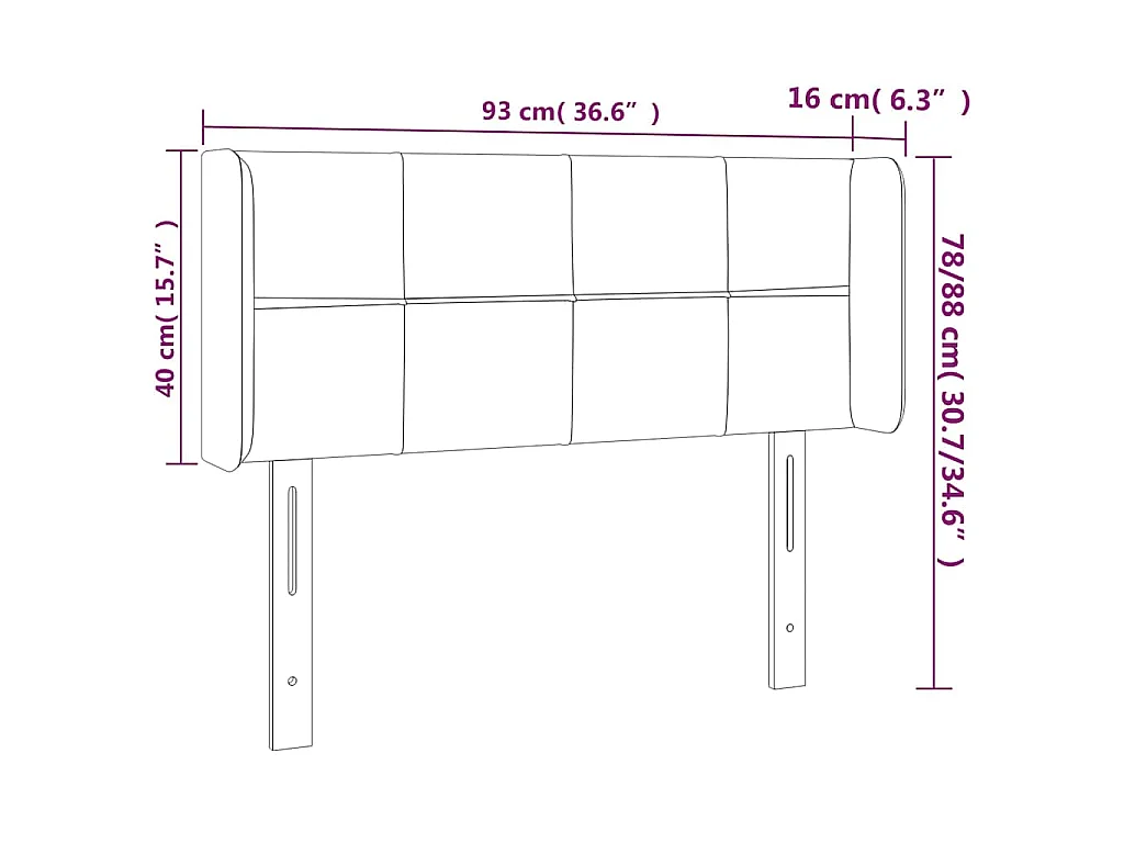 Testiera Grigio Chiaro a LED 93x16x78/88 cm in Velluto
