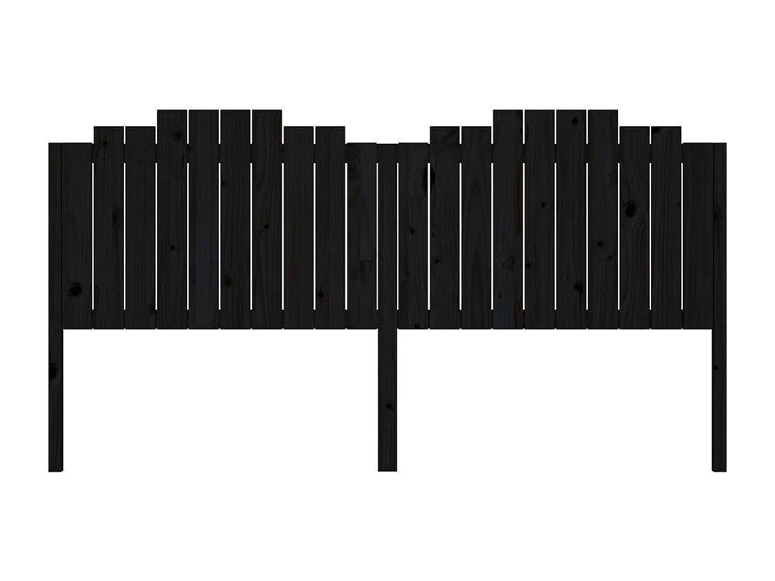 Tête de lit Noir 206x4x110 cm Bois massif de pin