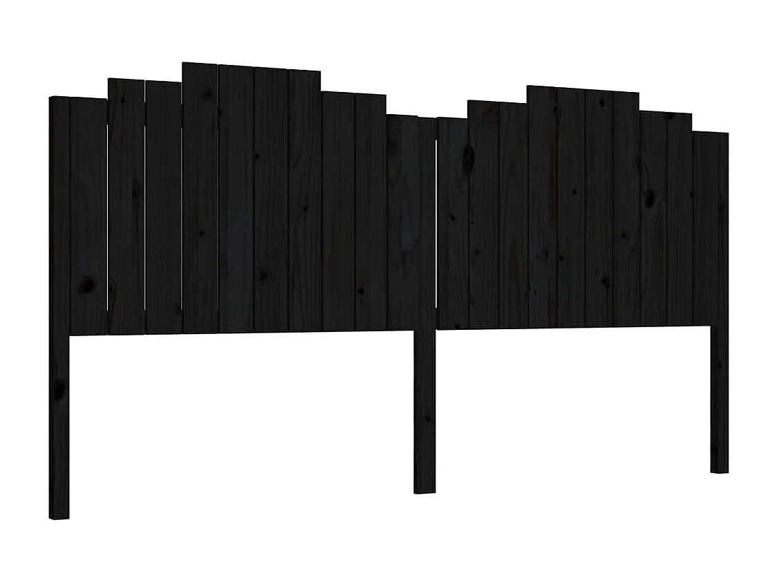 Testiera per Letto Nera 206x4x110 cm in Legno Massello di Pino