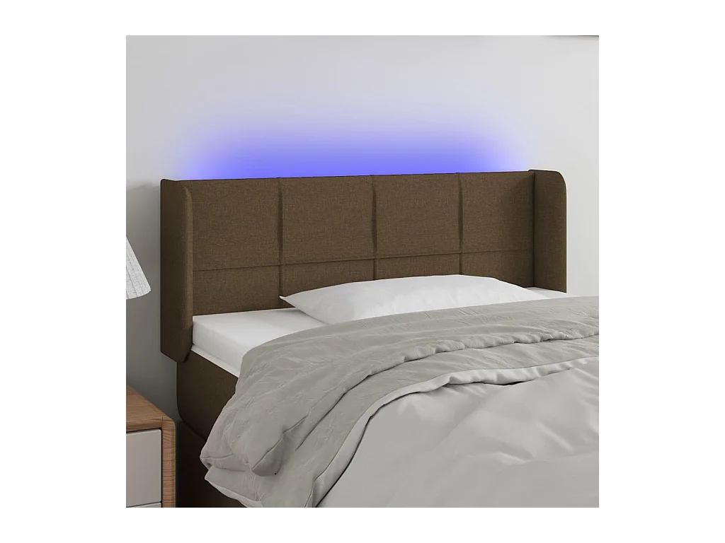Tête de lit à LED Marron foncé 103x16x78/88 cm Tissu