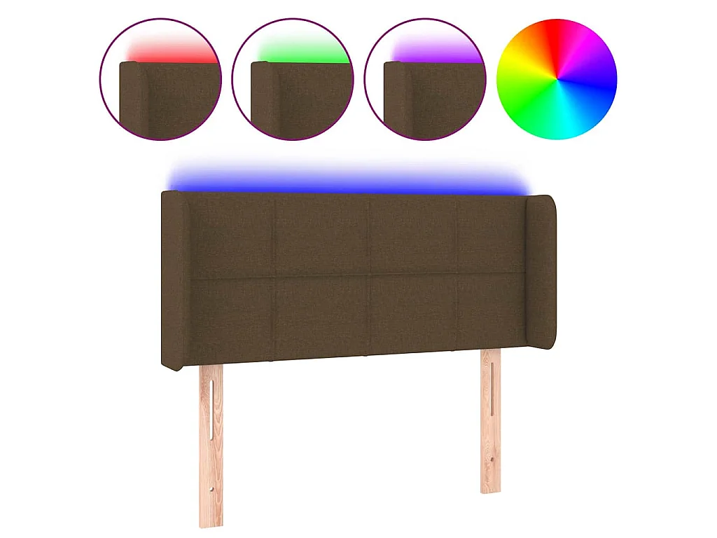 Tête de lit à LED Marron foncé 103x16x78/88 cm Tissu