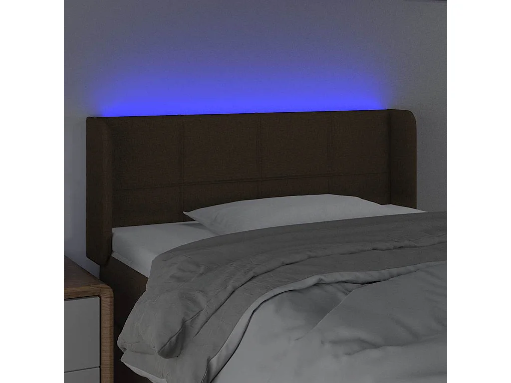 Tête de lit à LED Marron foncé 103x16x78/88 cm Tissu