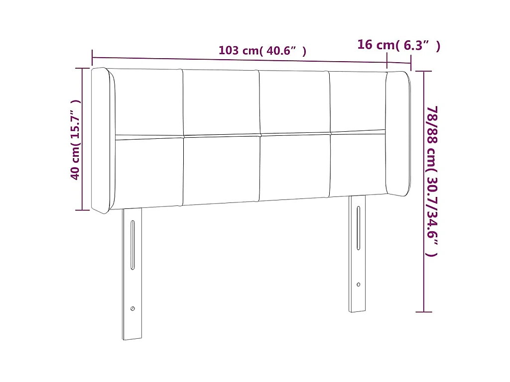 Tête de lit à LED Marron foncé 103x16x78/88 cm Tissu