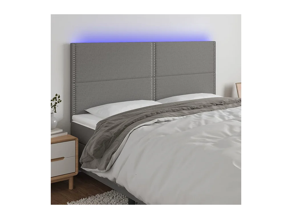 Tête de lit à LED Gris foncé 160x5x118/128 cm Tissu