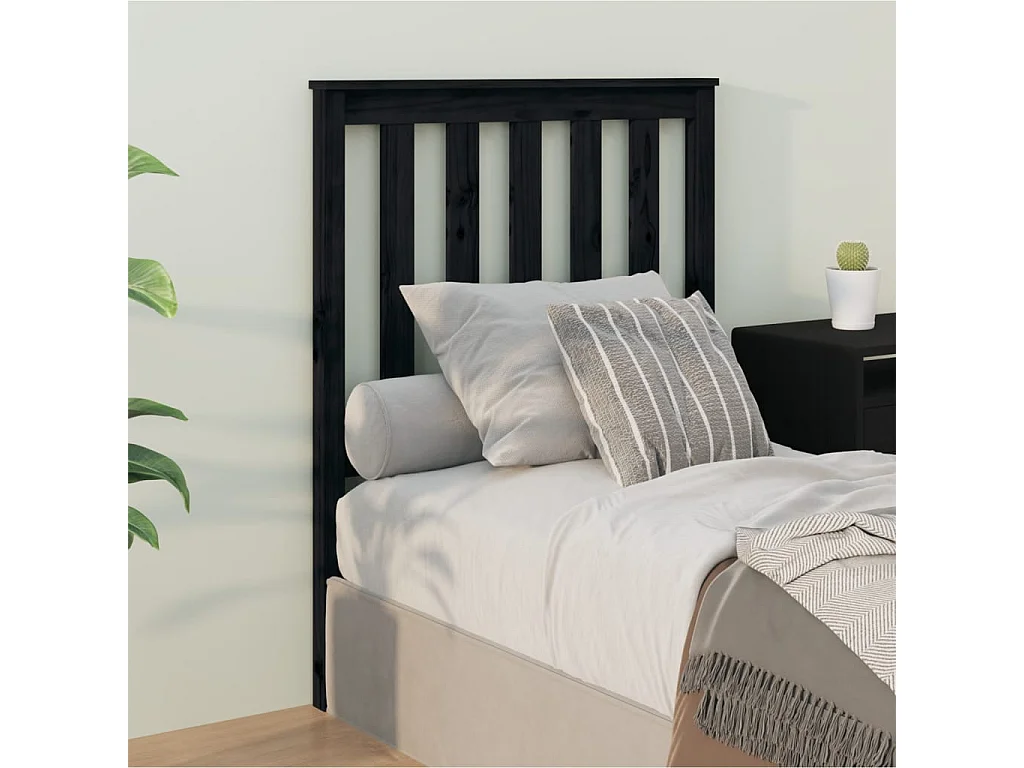 Tête de lit Noir 81x6x101 cm Bois massif de pin