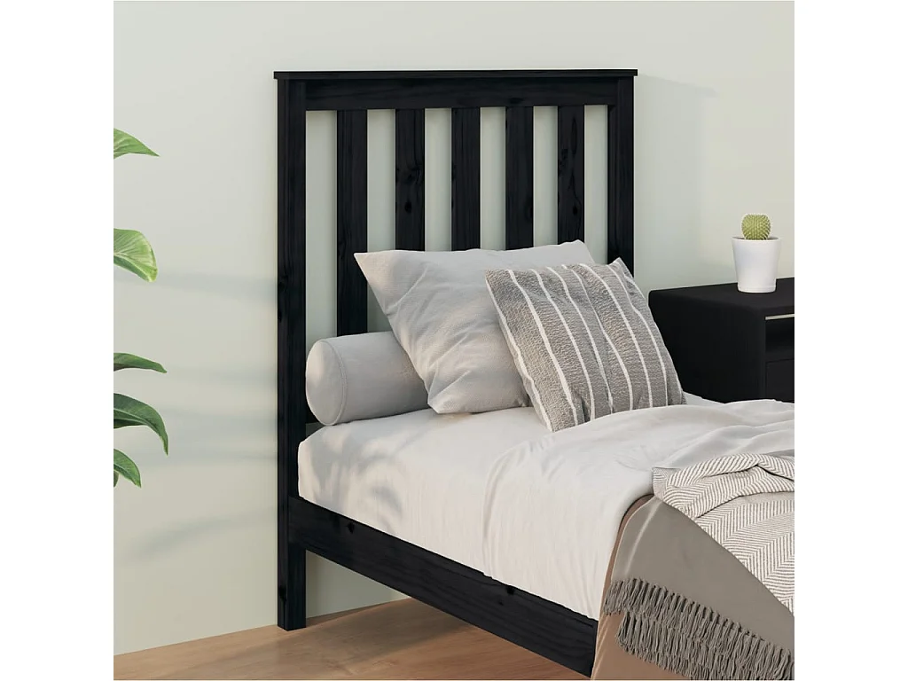 Tête de lit Noir 81x6x101 cm Bois massif de pin