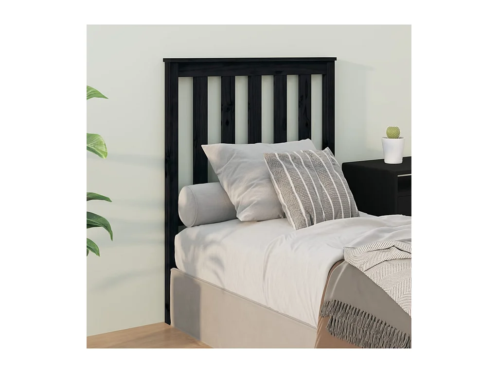 Tête de lit Noir 81x6x101 cm Bois massif de pin