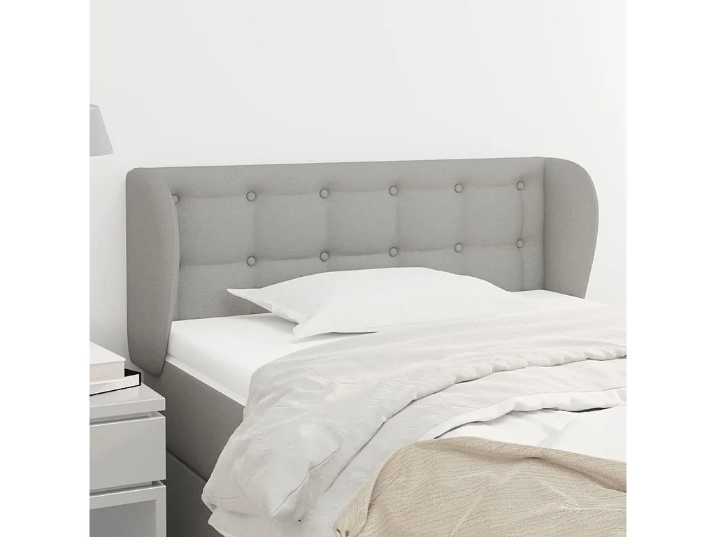 Kopfteil mit Ohren Hellgrau 83x23x78/88 cm Stoff