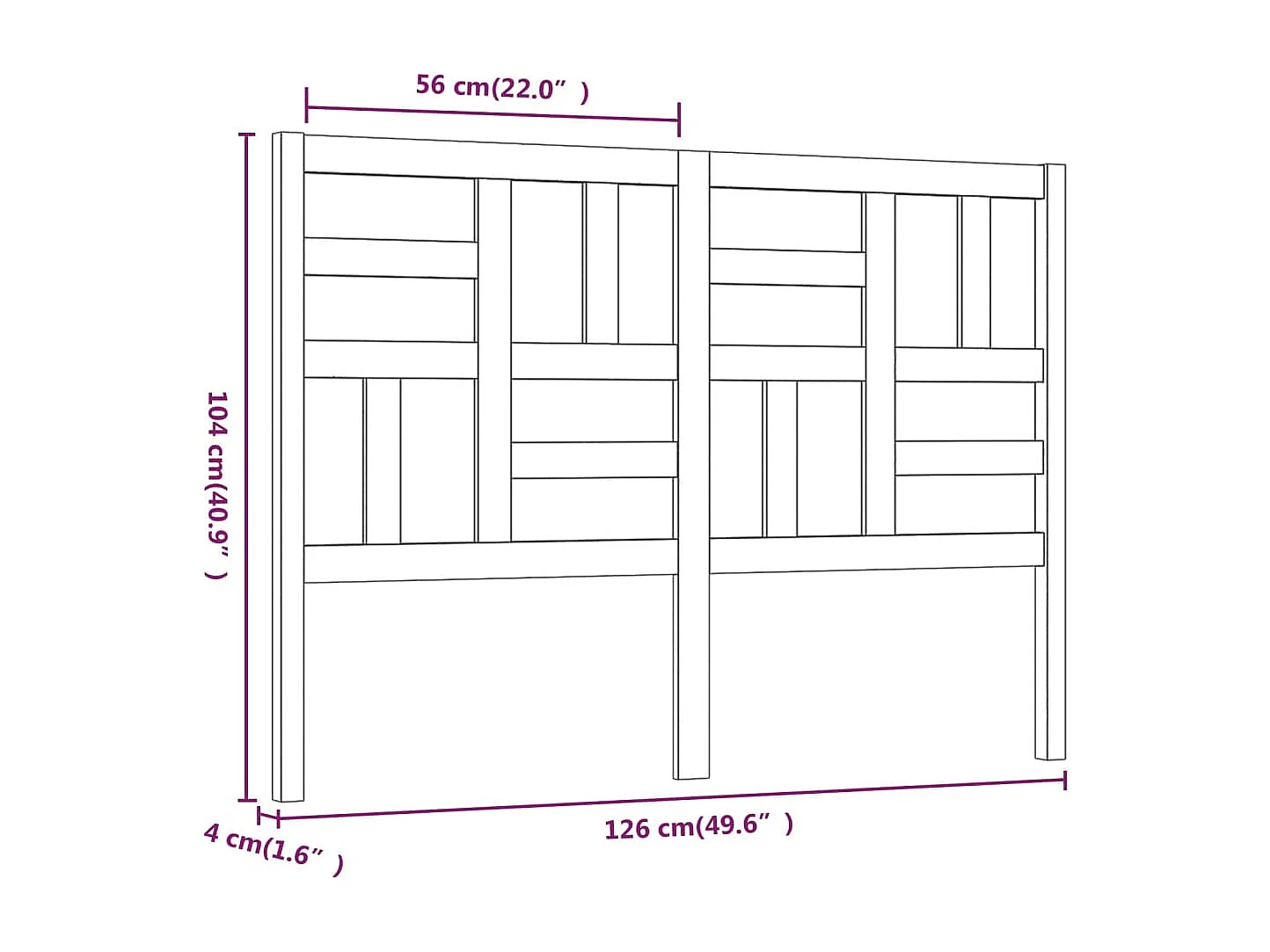 Cabeceira de cama 126x4x104 cm pinho maciço branco