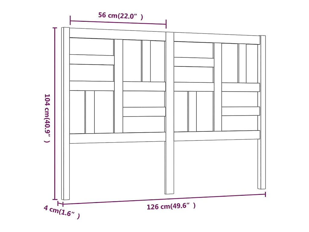 Tête de lit Blanc 126x4x104 cm Bois massif de pin