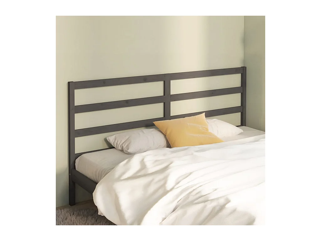 Tête de lit Gris 206x4x100 cm Bois massif de pin