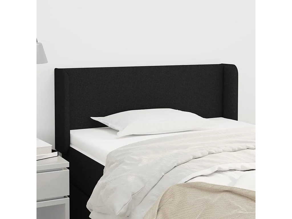 Kopfteil mit Ohren Schwarz 103x16x78/88 cm Stoff