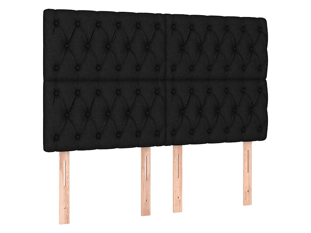 Hoofdbord zwart 144x7x118/128 cm stof