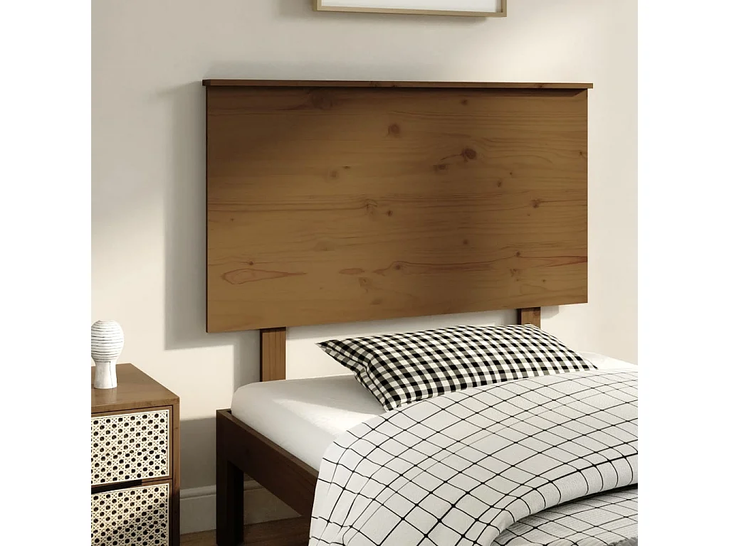 Testiera per Letto ambra 104x6x82,5cm in Legno Massello di Pino