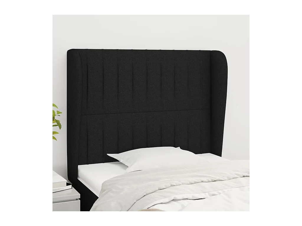 Tête de lit avec oreilles Noir 103x23x118/128 cm Tissu