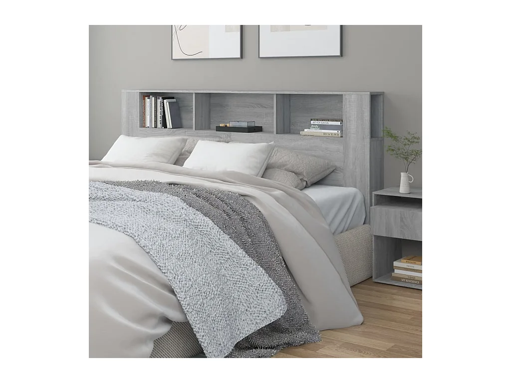 Testiera con Contenitore Grigio Sonoma 200x18,5x104,5 cm