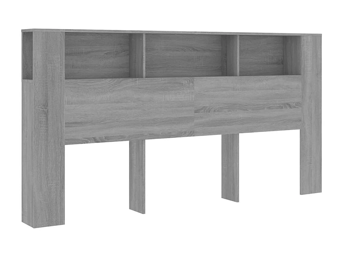 Kopfteil mit Ablagen Grau Sonoma 200x18,5x104,5 cm