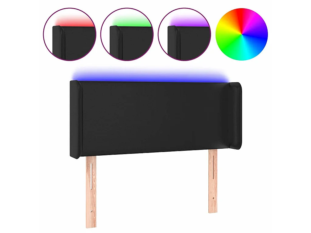 Hoofdbord LED 93x16x78/88 cm kunstleer zwart
