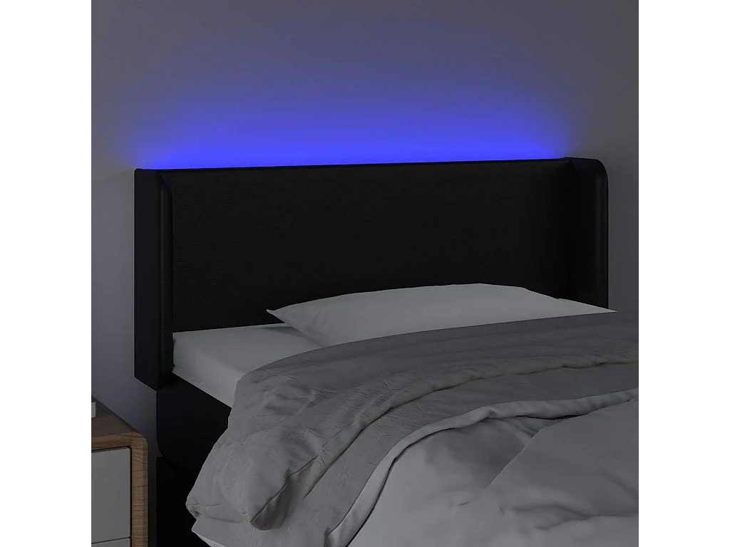 Hoofdbord LED 93x16x78/88 cm kunstleer zwart