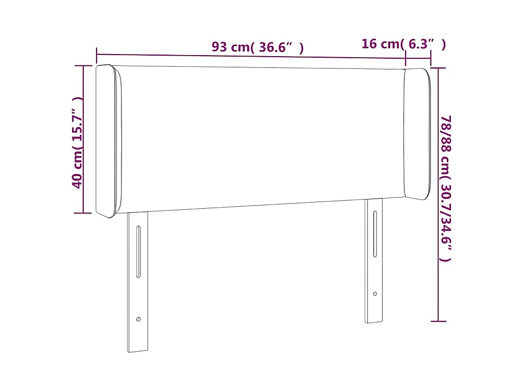 Hoofdbord LED 93x16x78/88 cm kunstleer zwart