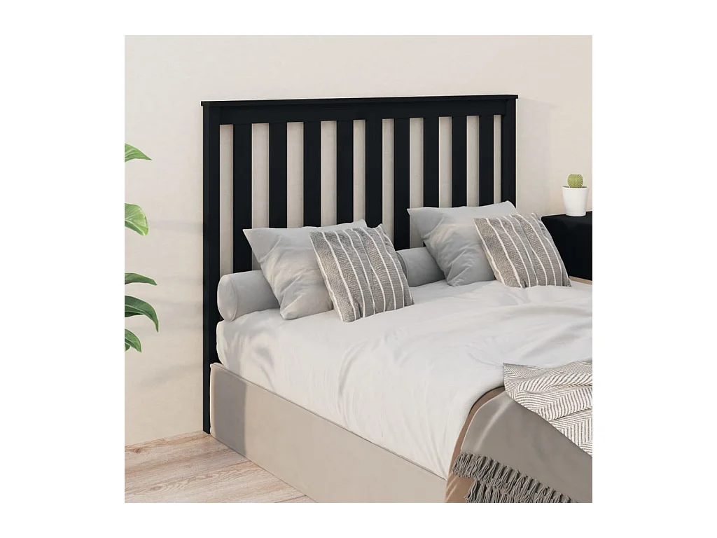 Tête de lit Noir 126x6x101 cm Bois massif de pin