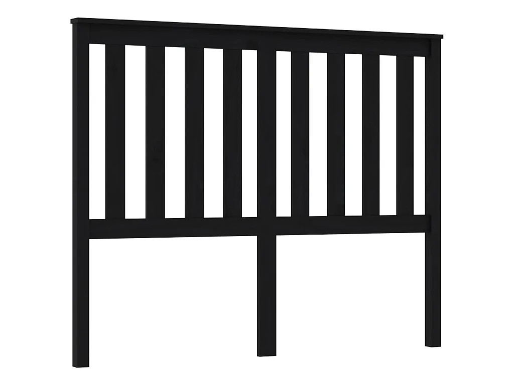 Tête de lit Noir 126x6x101 cm Bois massif de pin