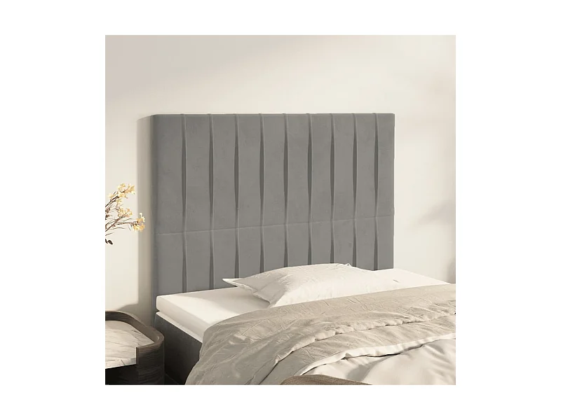 Tête de lit Gris clair 80x5x118/128 cm Velours