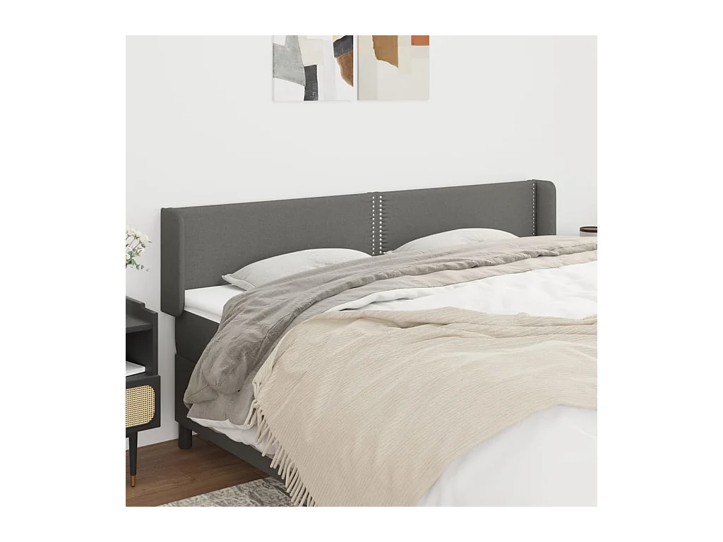 Tête de lit avec oreilles Gris foncé 163x16x78/88 cm Tissu