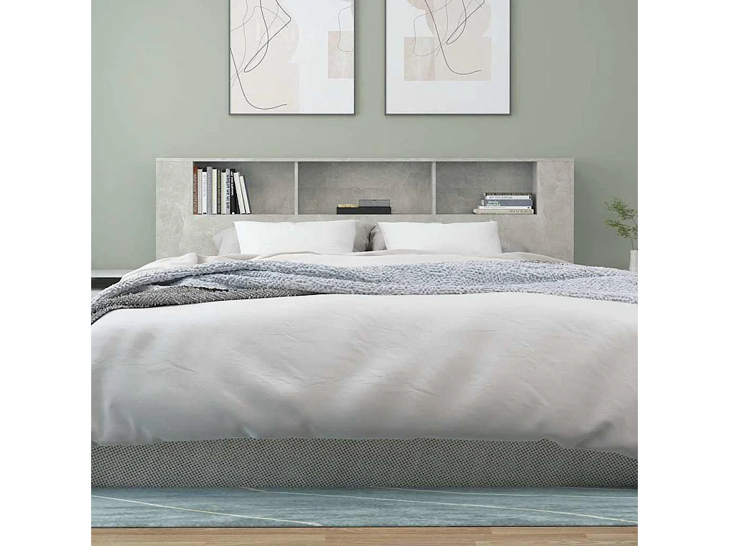 Armoire de tête de lit Gris béton 200x18,5x104,5 cm