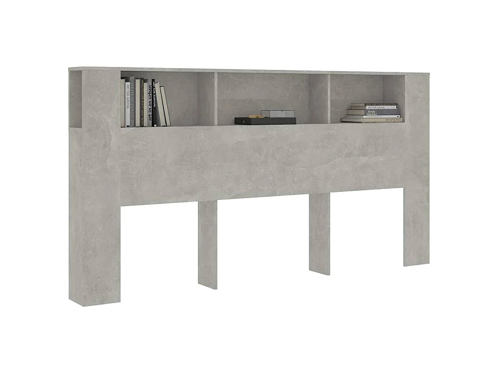 Armoire de tête de lit Gris béton 200x18,5x104,5 cm