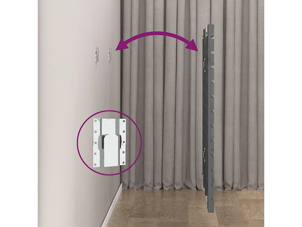Hoofdbord wandmontage 81x3x91,5 cm massief grenenhout grijs