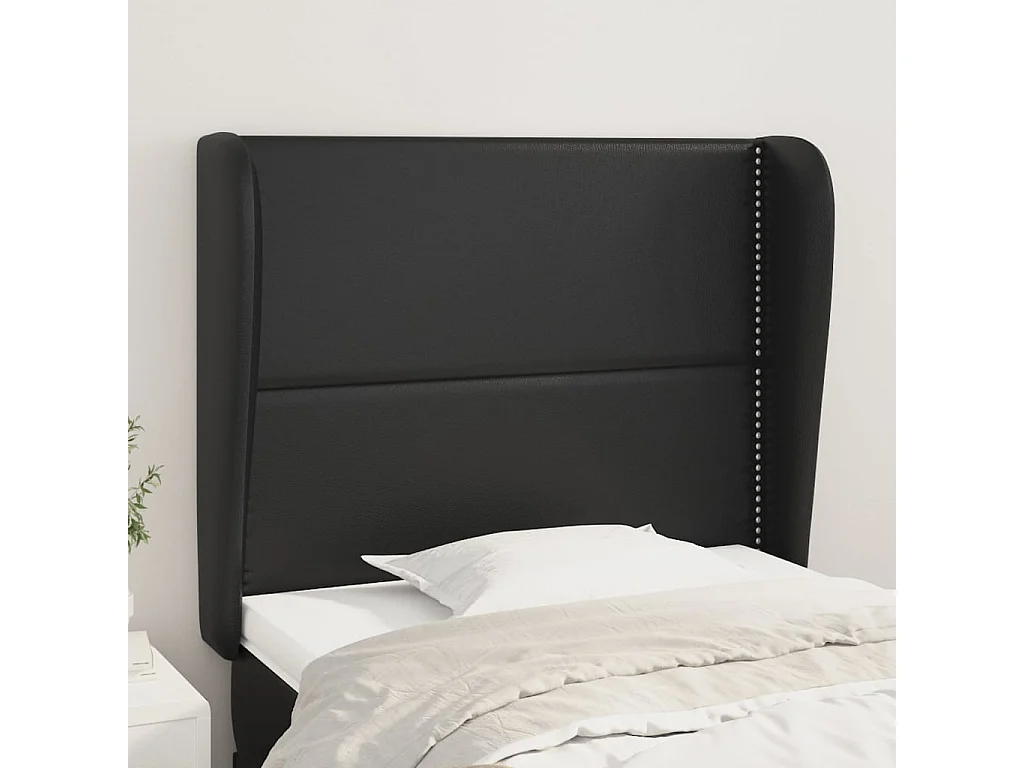 Testiera ad Orecchio Nera 103x23x118/128 cm in Similpelle