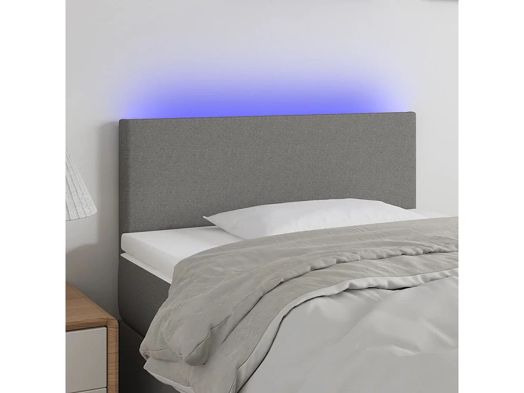 Hoofdbord LED 80x5x78/88 cm stof donkergrijs