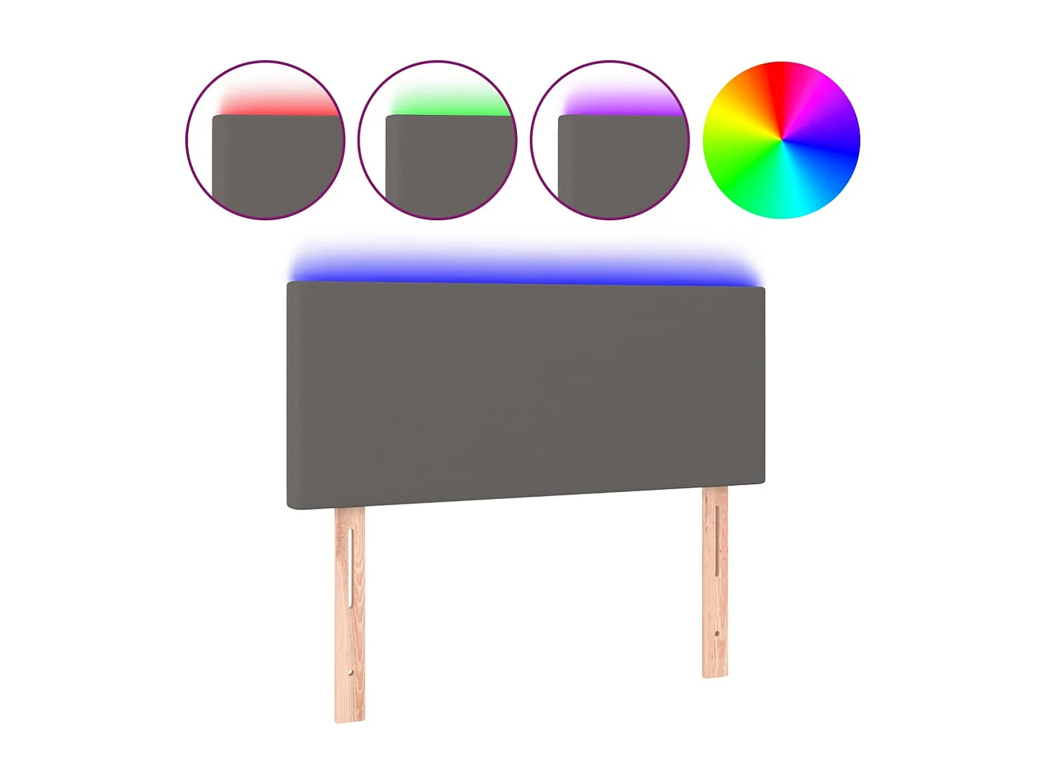 Hoofdbord LED 100x5x78/88 cm kunstleer grijs