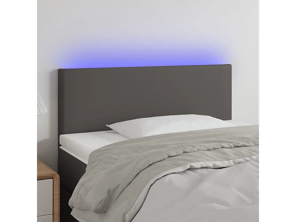 Hoofdbord LED 100x5x78/88 cm kunstleer grijs