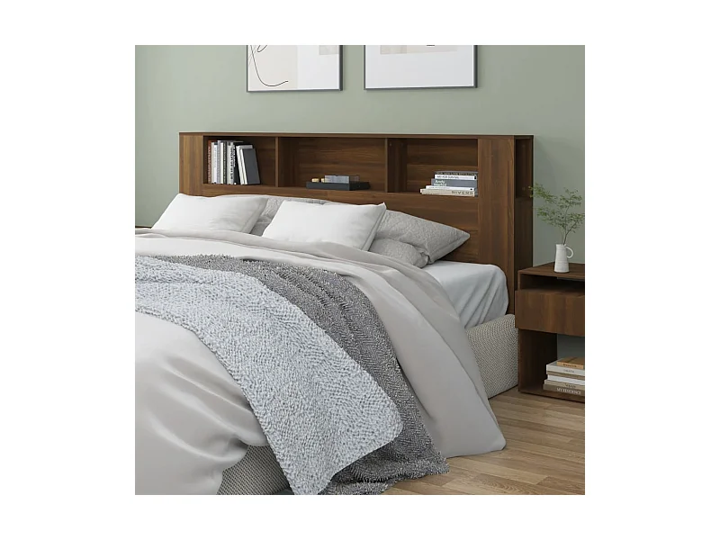 Kopfteil mit Ablagen Braun Eichen-Optik 200x18,5x104,5 cm