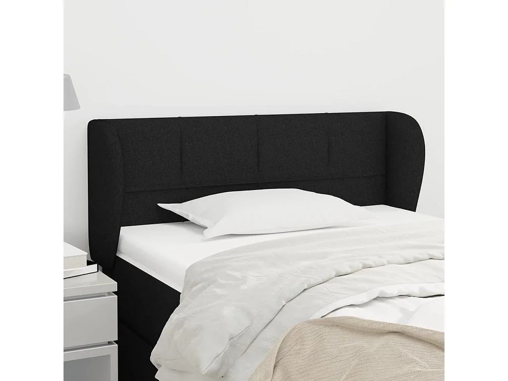Tête de lit avec oreilles Noir 93x23x78/88 cm Tissu
