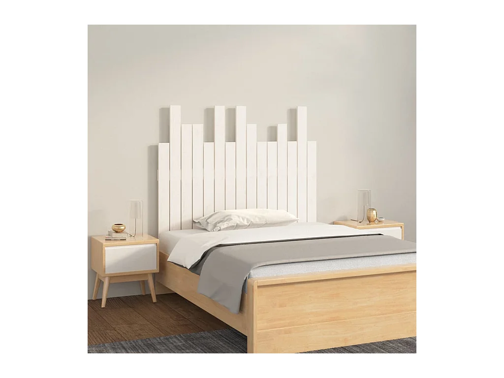 Tête de lit murale Blanc 95,5x3x80 cm Bois massif de pin