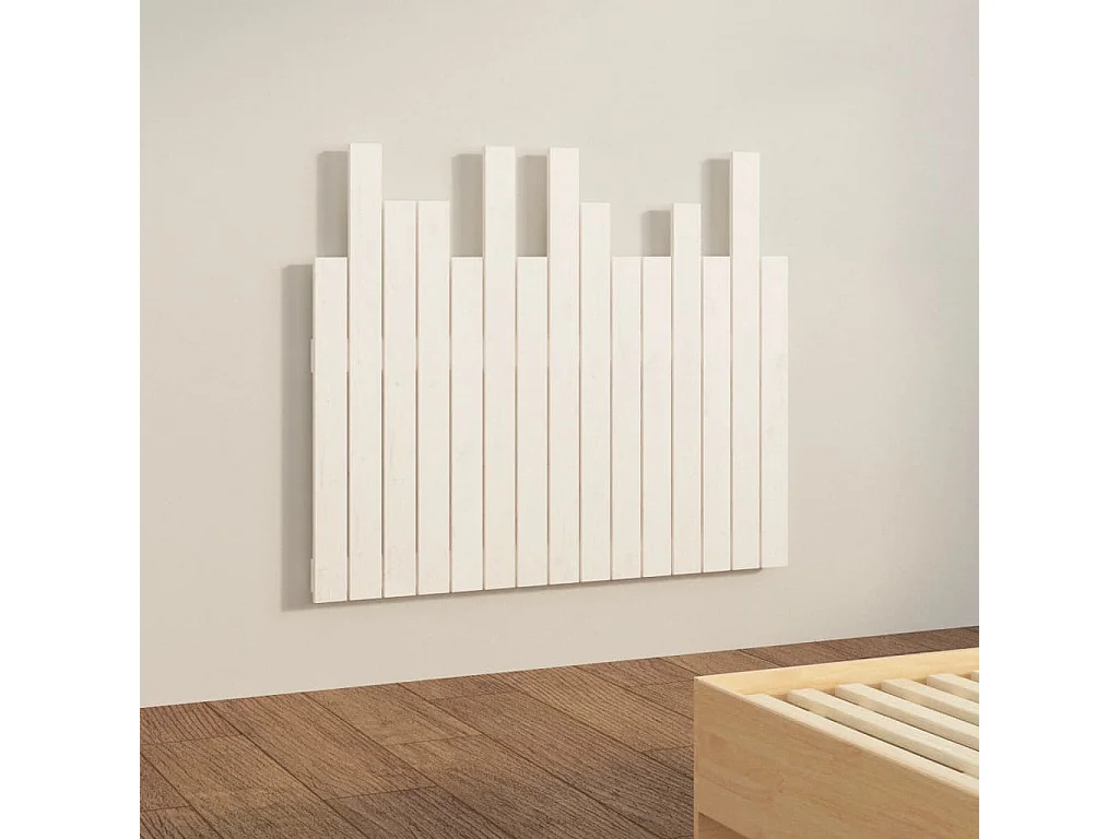 Tête de lit murale Blanc 95,5x3x80 cm Bois massif de pin