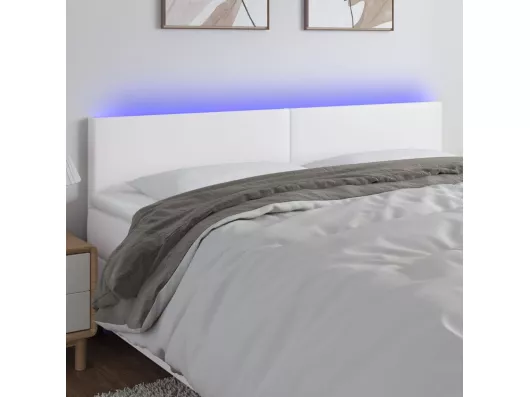 Kauf Unique LED Kopfteil Weiß 200x5x78/88 cm Kunstleder