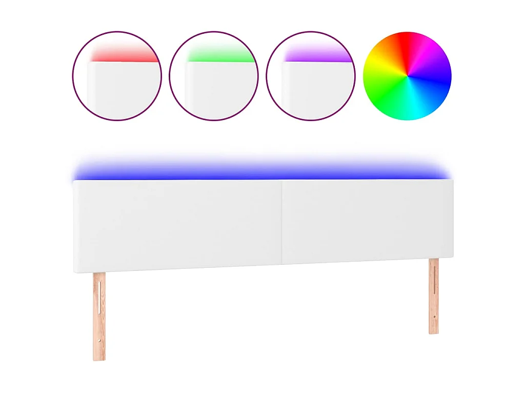 Cabeceira de cama c/ LED couro artificial 200x5x78/88 cm branco