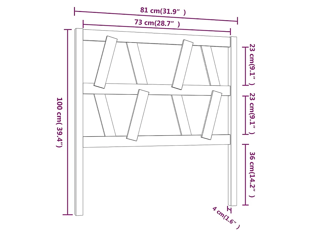 Tête de lit Gris 81x4x100 cm Bois massif de pin