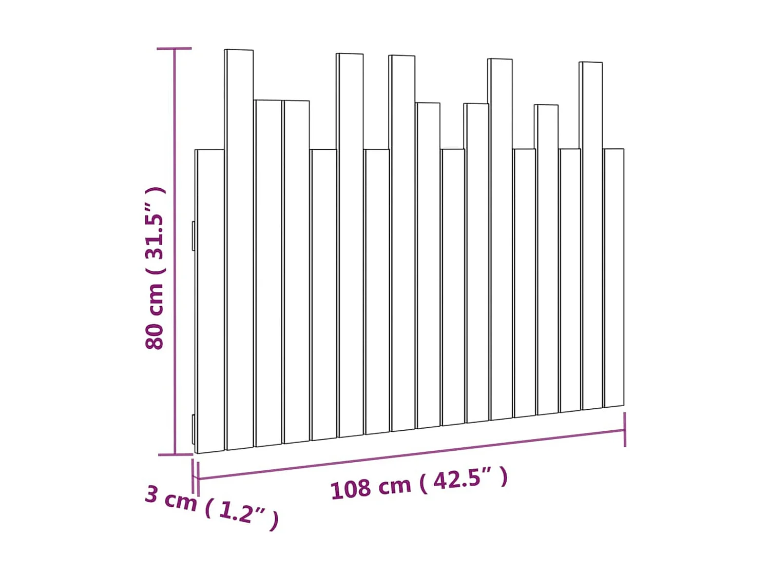 Tête de lit murale Marron miel 108x3x80 cm Bois massif de pin