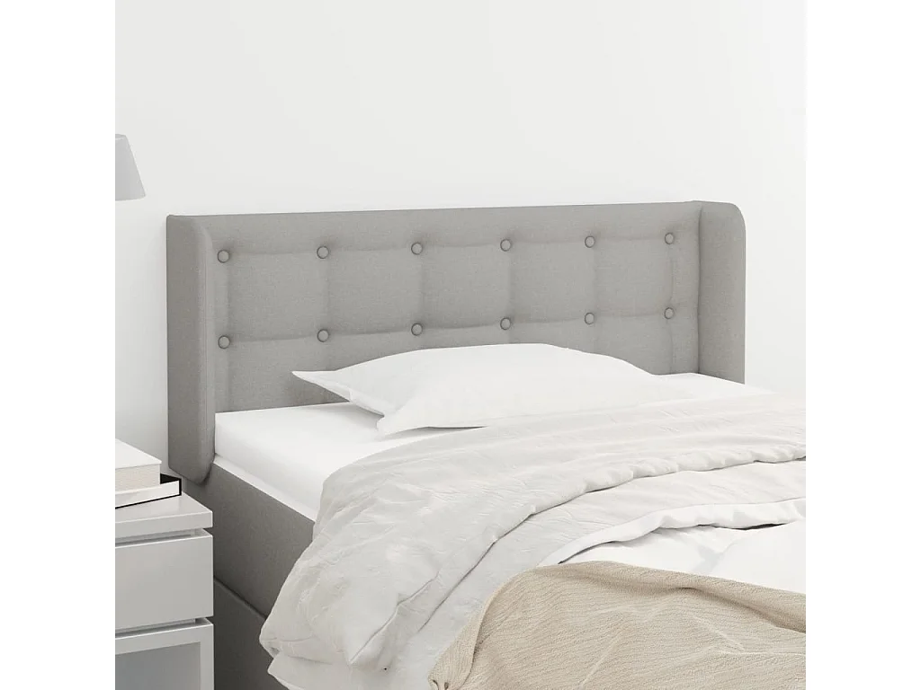 Cabeceira de cama c/ abas tecido 93x16x78/88 cm cinzento-claro