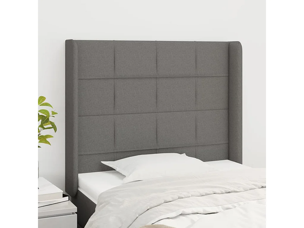Kopfteil mit Ohren Dunkelgrau 83x16x118/128 cm Stoff