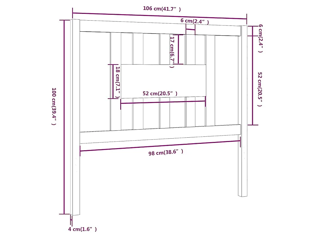 Tête de lit Marron miel 106x4x100 cm Bois massif de pin