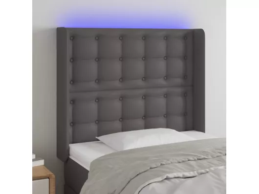 Kauf Unique LED Kopfteil Grau 103x16x118/128 cm Kunstleder