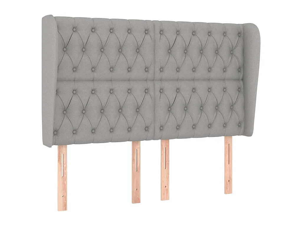 Tête de lit avec oreilles Gris clair 163x23x118/128 cm Tissu