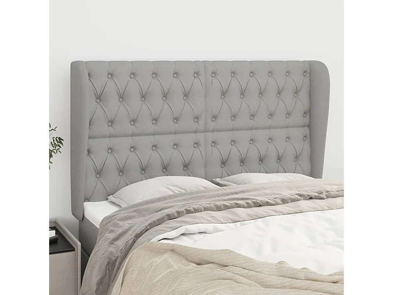 Tête de lit avec oreilles Gris clair 163x23x118/128 cm Tissu