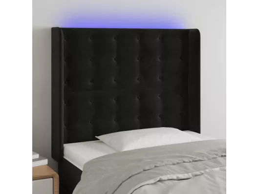 Kauf Unique LED Kopfteil Schwarz 103x16x118/128 cm Samt